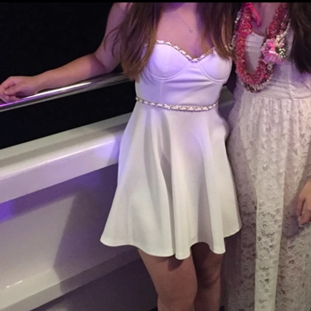 TOBI white dress with gold chain detail